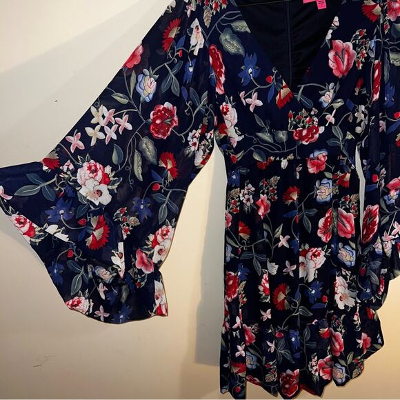 BETSEY JOHNSON Blue Colorful Floral Dress Easter 2 cottage core flouncey - Picture 4 of 7